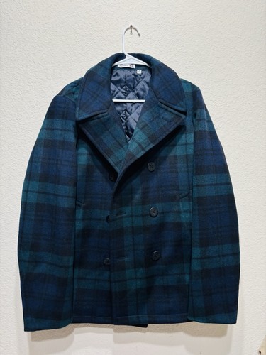 J.W. Anderson Wool Pea Coat Jacket Plaid Blackwatch Medium Uniqlo