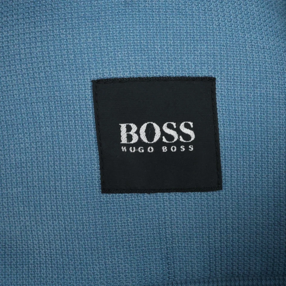 Hugo Boss Shirt Mens Large Blue Silk Button Front Long Sleeve Preppy Academia - Image 3 of 4