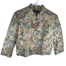 Vintage Orvis Jacket Womens 12 Multicolor Floral Tapestry Button Front USA