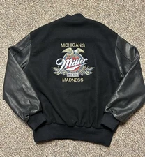Vintage Miller Genuine Draft Michigan Top Varsity Jacket Holloway USA Men's Leg
