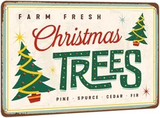 Farm Fresh Christmas Trees Farmhouse Tin Metal Signs Home Décor 8x12 