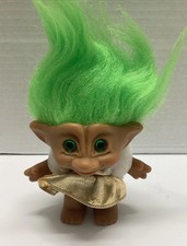 Ace Troll Green Belly Jewel Gold Gown, Green Eyes Green Hair