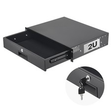 2U Rack Mount Drawer,50 lbs Max Load-Bearing,Lockable Server Cabinet Case,Slidin