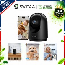 GNCC Caméra Surveillance WiFi Intérieure 2K 3MP Bébé Animaux Noir