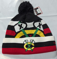 Chicago Blackhawks Knit Beanie Toque Winter Hat Skull Cap New Big Logo Cuffed