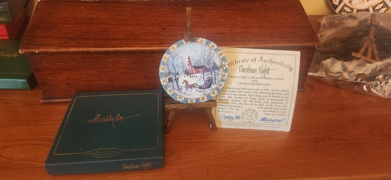 P. Buckley Moss Porcelain Christmas Ornament w/ COA ‘Christmas Night’ VTG
