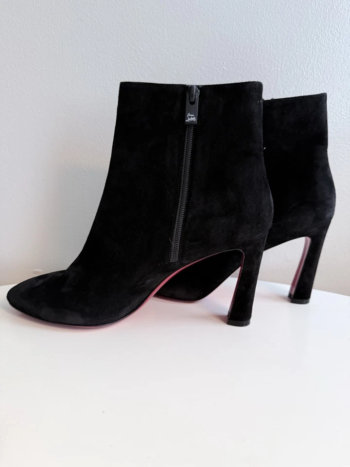 NEW Christian Louboutin Womens Eleonor 85 Black Suede Ankle Boots 38.5 US 8 - Image 3 of 4