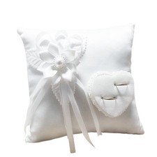  1pc Cuscino per fedi nuziali Romantico Elegante fiore quadrato bianco Decor