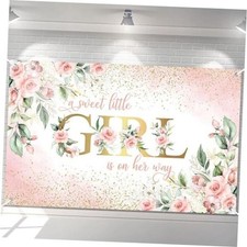 Girl Baby Shower Backdrop Pink Floral Sweet Baby Baby Shower Banner A 6x3.6ft