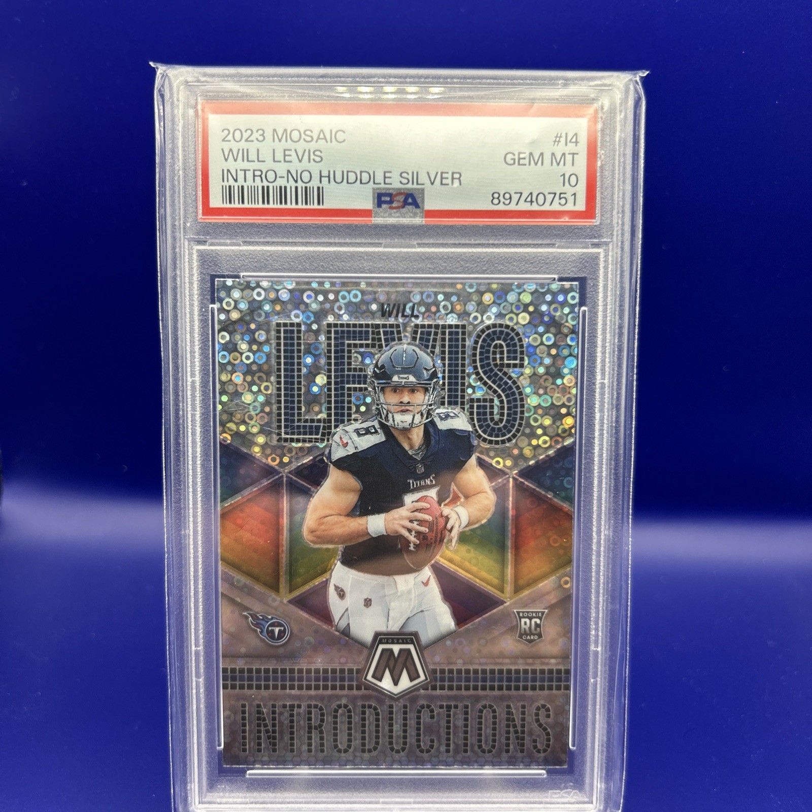2023 Mosaic Will Levis Introductions NO HUDDLE SILVER DISCO Rookie RC #I4 PSA 10