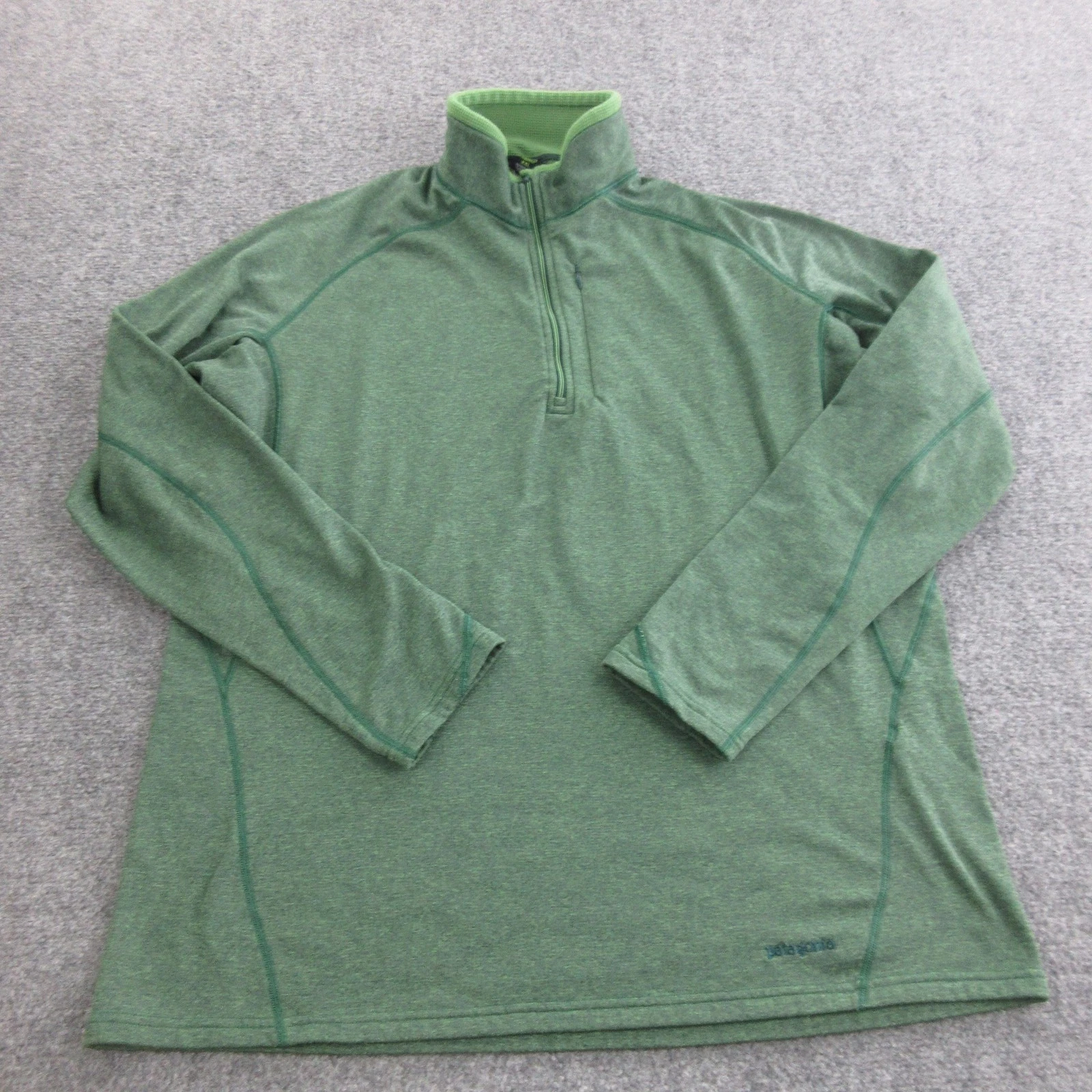 Patagonia Capilene Pullover Mens 2XL Green 1/4 Zip Long Sleeve Base Layer Top