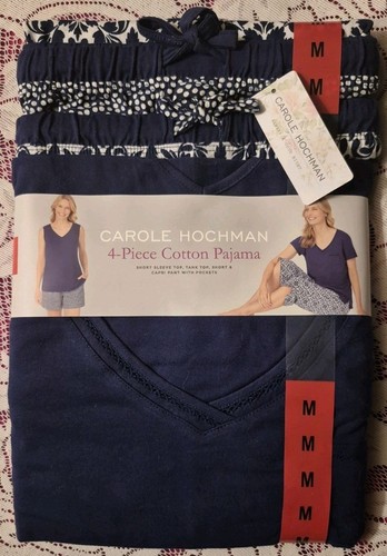 NWT Carole Hochman 4-Piece Women Cotton Pajama Set 'Always A Good' Night Size M