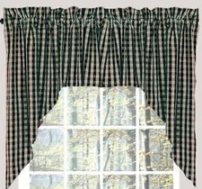 Heritage House Black and Nutmeg 72" Wide x 36" Long Cotton Lined Curtain Swag