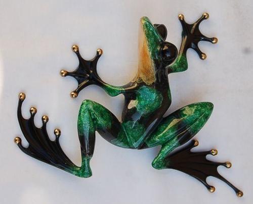 Painted Tim Green (Frogman) Cotterill 1780/2000 Signed Bronze 8.8in 1997 Frog - Picture 1 of 10