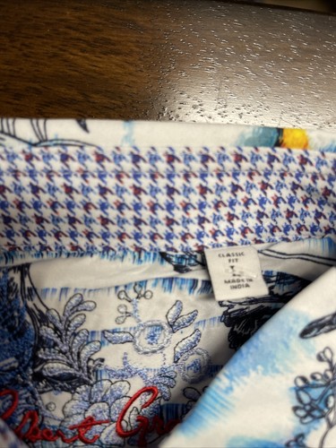 Robert Graham Herren Gr. L klassische Passform blau Blumen Aden Village Flip Manschette Hemd Neu mit Etikett - Bild 6 von 8