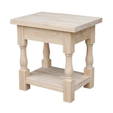 IC International Concepts Tuscan End Table, Rectangular, Solid Wood, 19x16-Inch,
