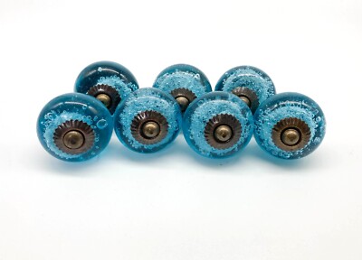 BLAUE GLASKNÖPFE Vintage Knöpfe Kleiderschrank Schubladen Griff Kommode Knopf B70