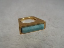 Goldtone Amazonite Stone Ring  Size 6.5 D18 