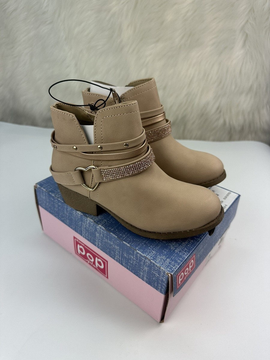 Jelly Pop Girls Boots Size 1M Light Brown Zip Up $65 New