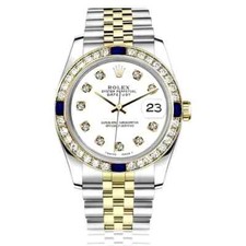 31 mm Rolex Datejust White Diamond Dial Diamond & Sapphire Bezel Two Tone Watch 2