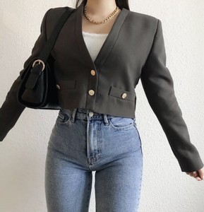 gray cropped jacket