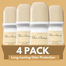 Avon Far Away Roll-On Antiperspirant Deodorant 2.6 fl oz, Long-Lasting 4-Pack 