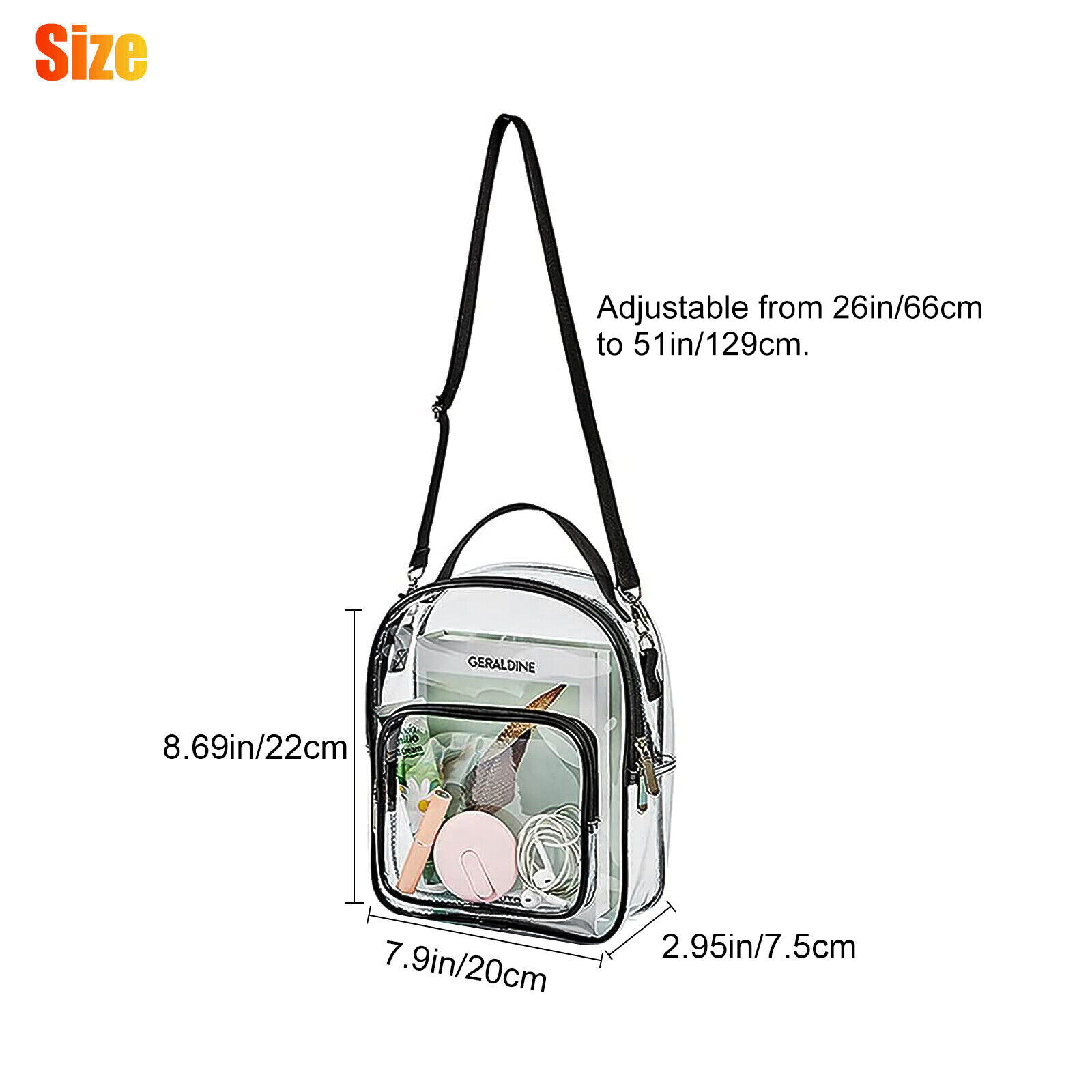 Clear PVC Tote Crossbody Bag Women Transparent Purse Stadium Shoulder