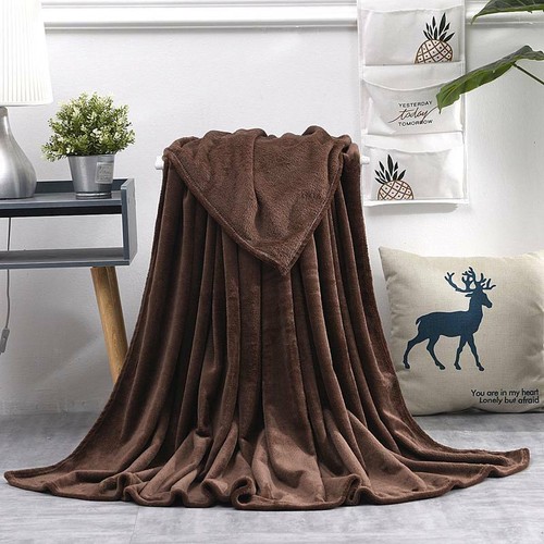 Warm Plain Fleece Throw Over Home Decor Sofa Bed Blanket Soft Solid 50x70cm NEW - Picture 19 of 30