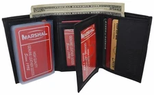 New Mens Trifold Leather Wallet Multi Pockets Classic Style Card ID Lambskin