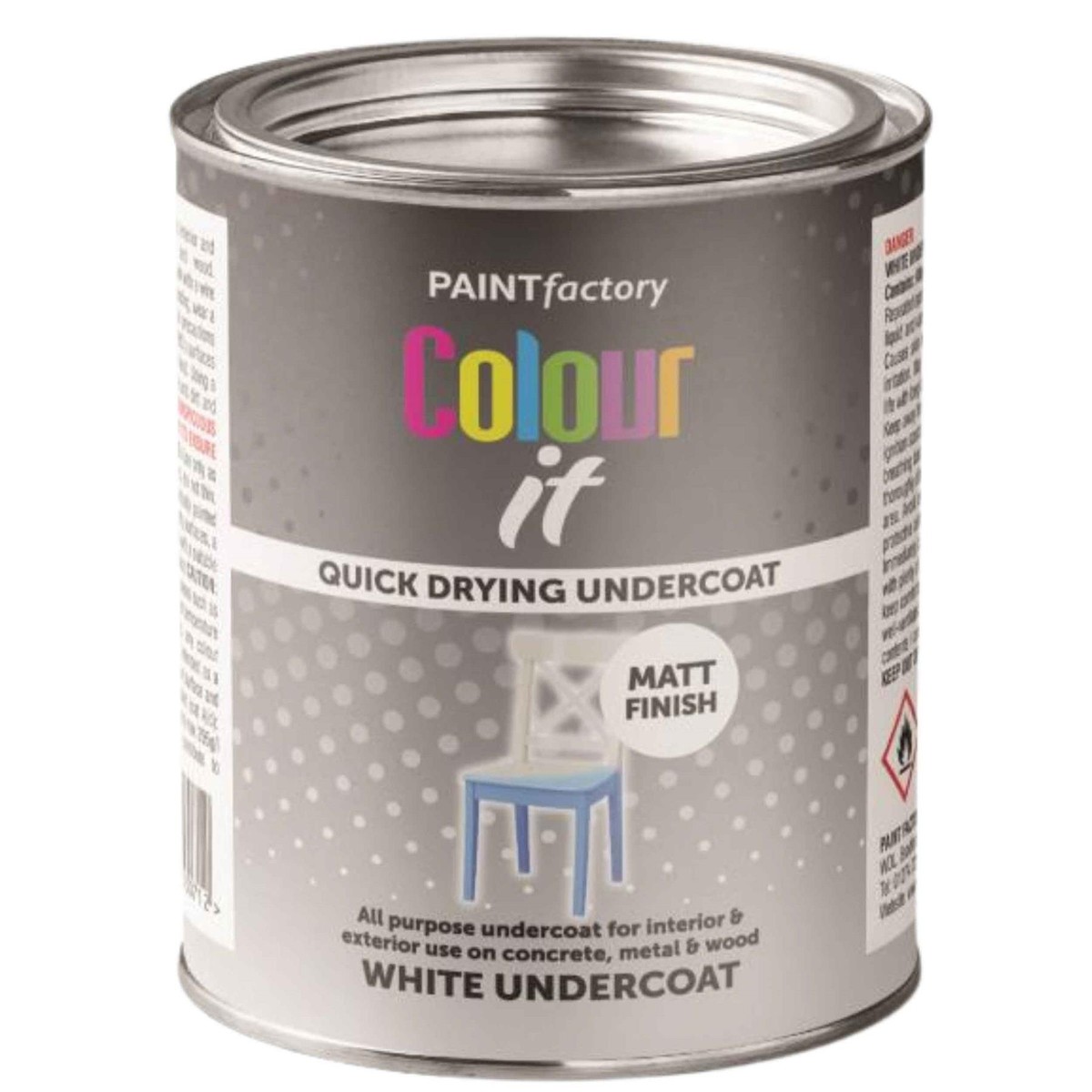 White Matt Undercoat Tin Paint Interior Exterior Wood Metal