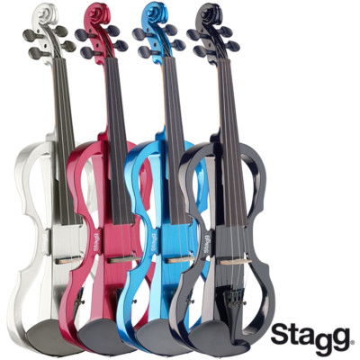Stagg EVN X 4/4 Electric Violin 4 COLORS with Case, Bow, Rosin, Headphones