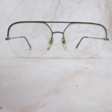 Vintage Luxottica Scott Eyeglasses Frame Unisex Silver Gold Rectangular Half Rim
