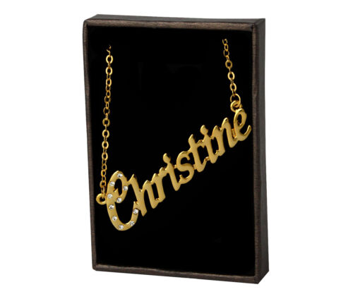 Name Necklace "CHRISTINE" - 18ct Yellow Gold Plated - Birthday Valentines Gift - Afbeelding 1 van 3