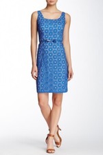 ADRIANNA PAPELL SLEEVELESS EYELET SHEATH DRESS sz 8