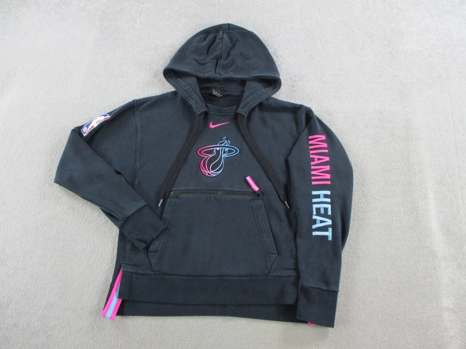 Suéter Miami Heat Adulto Extra Pequeño Negro Sudadera con Capucha Nike Center Swoosh NBA Polar Foto 2 de 4
