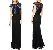 JS Collections Dress Size 8 Blouson Bodice Floral Embroidered Lace Gown