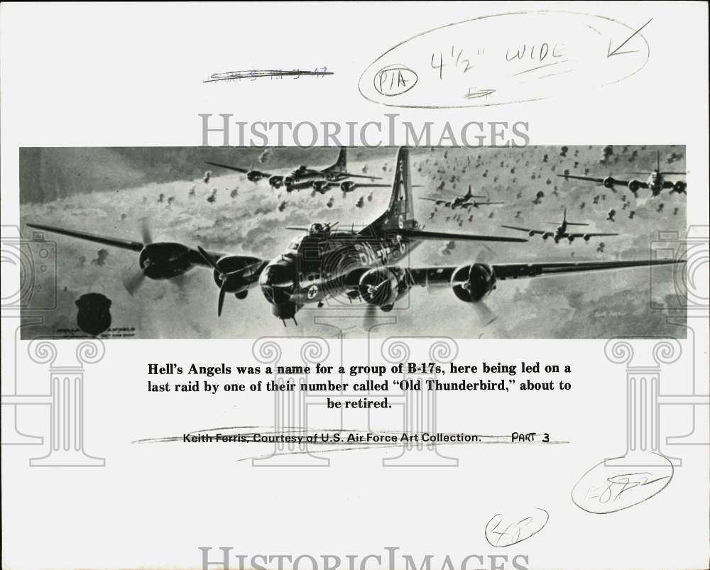 Breaking News: Massive Hells Angels Raid In Trois-Rivières 10 1975 Press Photo Painting Of B-17 &Quot;Thunderbird&Quot; With Hell'S Angels On Last Raid