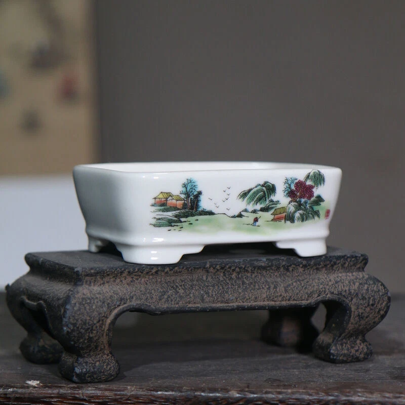 Rectangular Bonsai Planter Yixing Zisha Purple Sand Ceramic Orchid Succulent Pot - Image 3 of 4