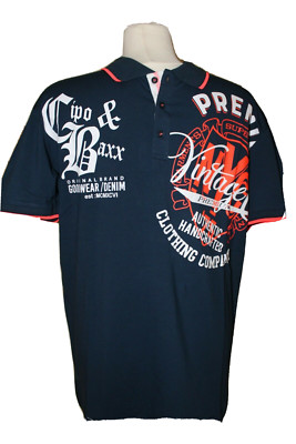 Cipo & Baxx Polo-Shirt Herren marine neon Gr. M