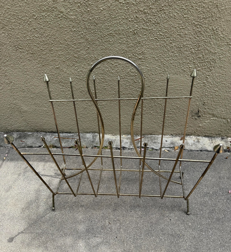 Vintage MCM Atomic Magazine/Record LP Stand, Mid Century Modern Metal Wire READ - Picture 3 of 3