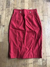 JH Collectibles Red Midi Skirt Gold Faux Buttons Womens Size 6 Lined 80s Vintage