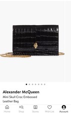 Alexander McQueen Women's Mini Skull Croc Embossed Leather Crossbody Bag in Nero