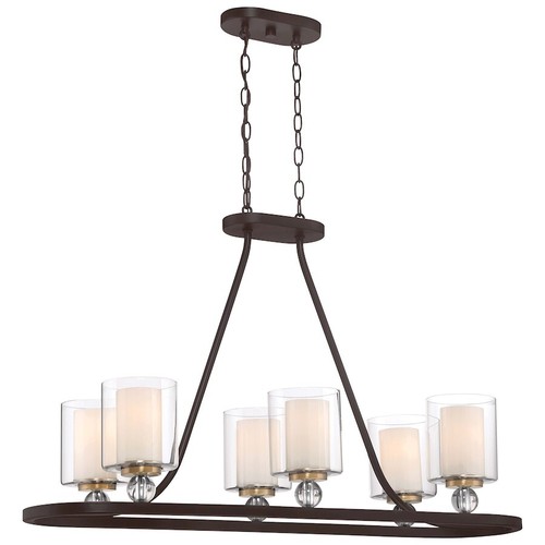 Minka Lavery Studio 5 6 Light Island Light, Bronze w/Natural Brush - 3076-416