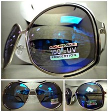 Oversized Exaggerated Classic Vintage Retro Style SUNGLASSES Large Silver Frame