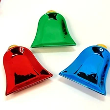 JSNY Ceramic Christmas Bell Catch-Alls, Trinket dishes, set of 3 metallic colors