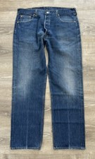 Vintage Levis 501 Button Fly Indigo Denim Jeans. 38x32 Made in USA (NO BIG E)