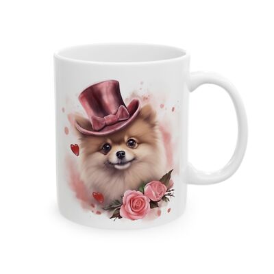 Valentine's day Pomeranian Dog Puppy Watercolor Mug Cup, Dog