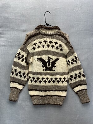 Vintage 80s Genuine Cowichan Indian Hand Made Knit Cowichan