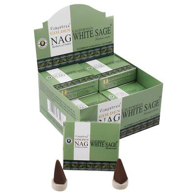 Golden Nag Californian White Sage Incense Cone 12 Pack 10 Cones Each 120 Contain