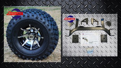 EZGO Medalist/TXT/PDS GAS GOLF CART 4'' LIFT KIT + 10'' WHEELS and 22'' AT TIRES 